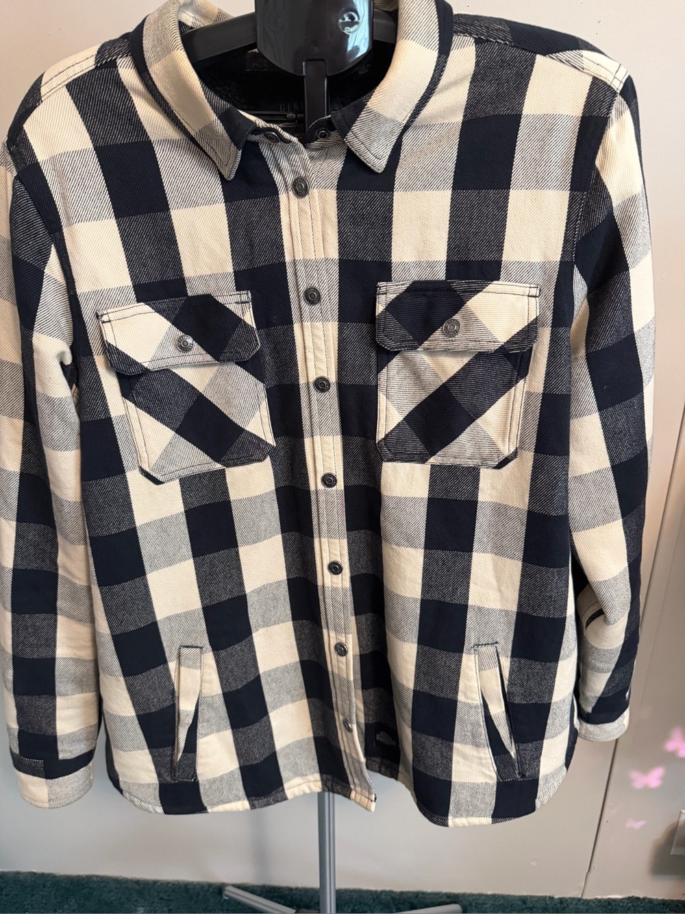 Harley-Davidson black and white buffalo plaid shirt jacket